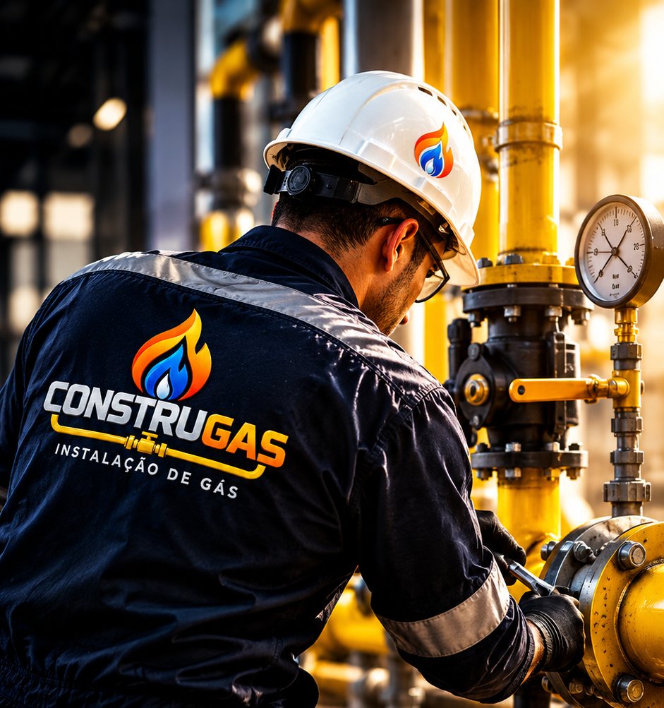 Equipe Construgas realizando inspeção técnica em instalação de gás